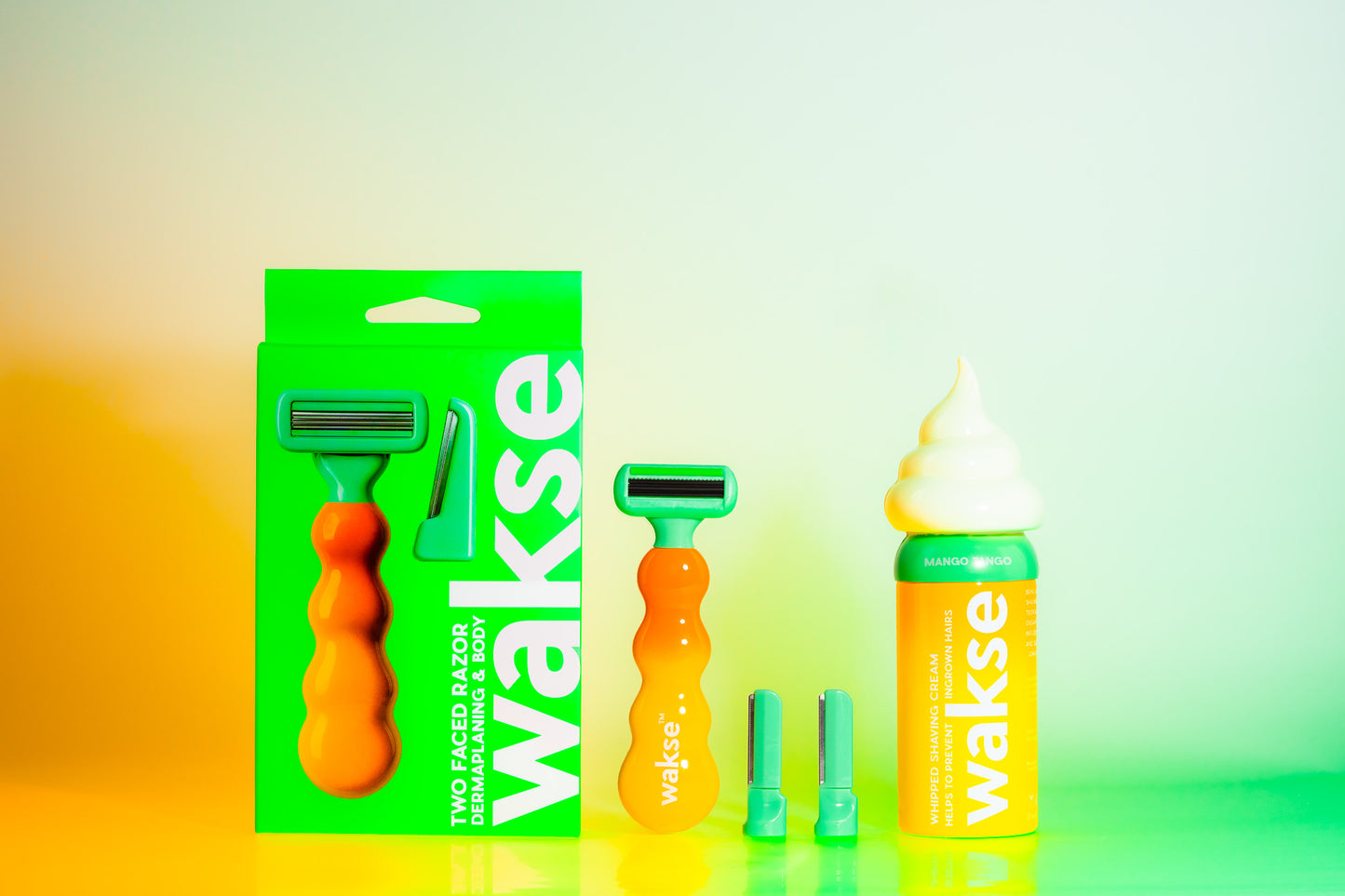 Mango Tango TWO FACED Razor + Whipped Shaving Cream Bundle (wakse Online Only)