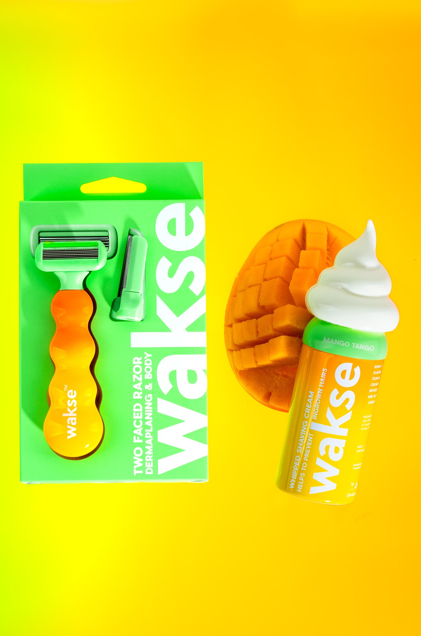 Mango Tango TWO FACED Razor + Whipped Shaving Cream Bundle (wakse Online Only)