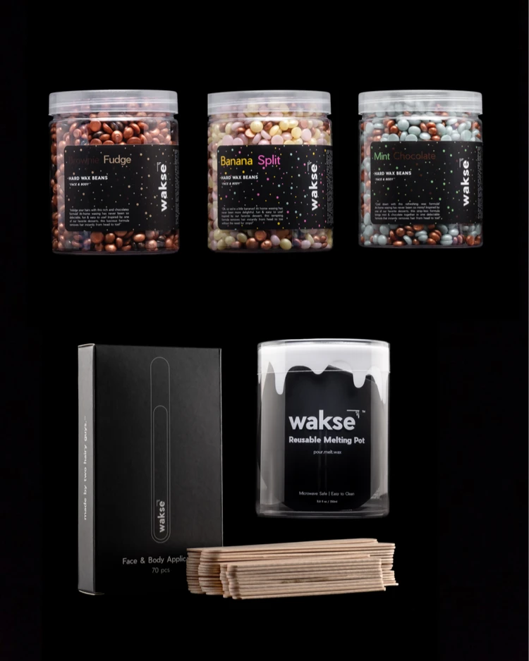 wakse at-home dessert scented waxing kit with reusable pot