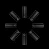 Black face and body wax applicator set arranged in a circular pattern on black background